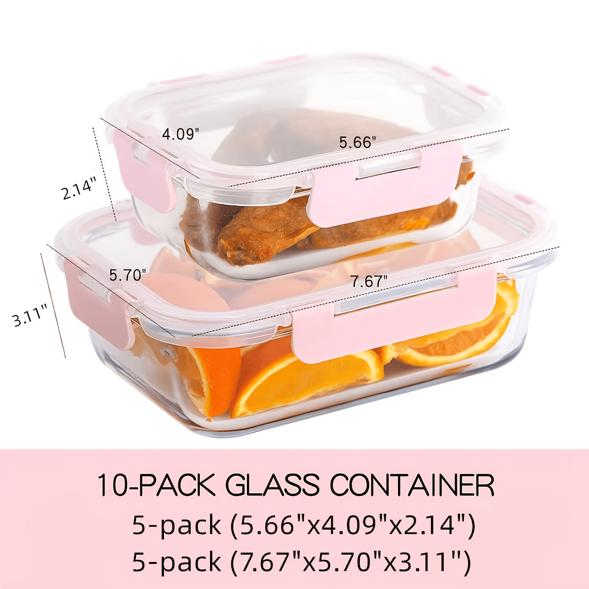 10pcs Glass Food Storage Container with Lid, Meal Preparation Container with Snap Lid, Sealed Lunch Box, High Borosilicate, Suitable for Home And Restaurant Use