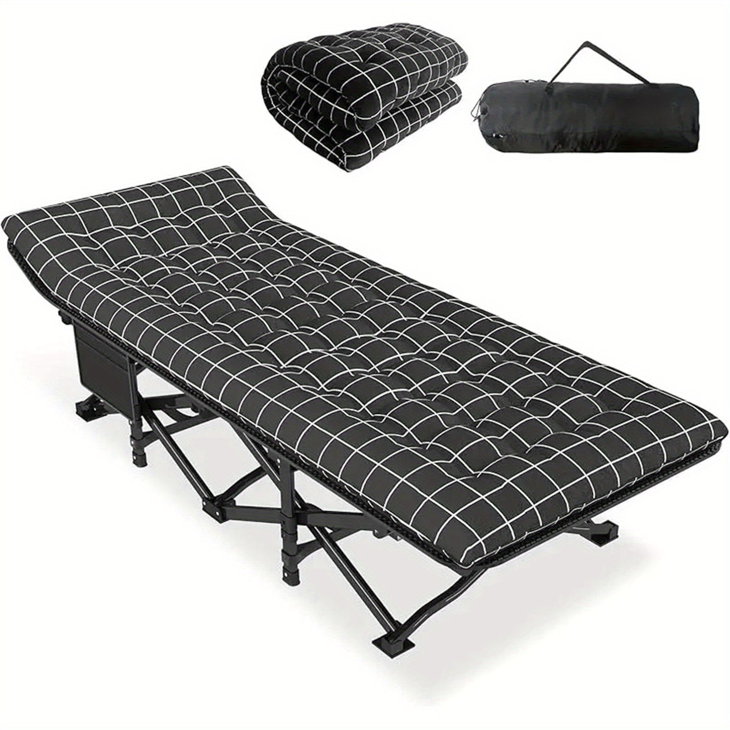A Collapsible Bed Designed for Portability, This Robust Camping Cot Comes with a Mattress And Is Ideal for Backpacking. It'S Lightweight And Easy to Set Up, Making It Perfect for Outdoor Activities Like Camping, Hiking, And Trips to The Beach