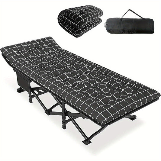 A Collapsible Bed Designed for Portability, This Robust Camping Cot Comes with a Mattress And Is Ideal for Backpacking. It'S Lightweight And Easy to Set Up, Making It Perfect for Outdoor Activities Like Camping, Hiking, And Trips to The Beach