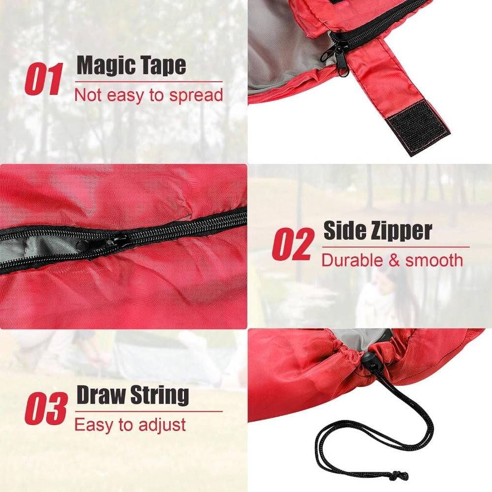 SINGLE SLEEPING BAGS CAMPING RECTANGULAR ENVELOPE ZIP UP ADULT