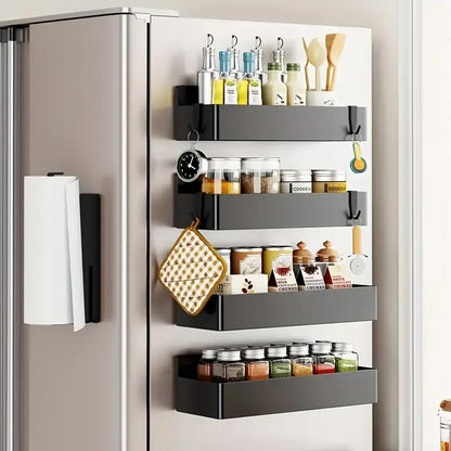 2-Pack Large Magnetic Plastic Storage Baskets, Suitable for Fridge, Microwave and Washing Machine - Multifunctional Kitchen Organizer with Spice Rack Holder on Refrigerator Side Panel Gap, Fridge Organizers And Containers, Fridge Storage, Fridge Accessori