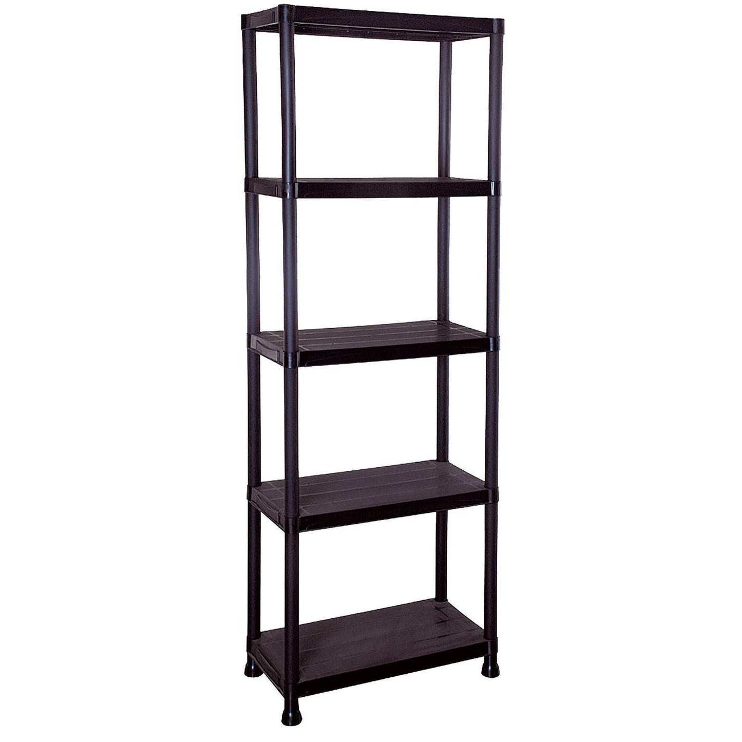 5 Tier Black Plastic Storage Organiser Shelving Unit Garage Home Pantry Tools Paint Stationary Parts Racking Shelf Shelves