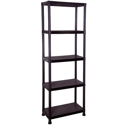 5 Tier Black Plastic Storage Organiser Shelving Unit Garage Home Pantry Tools Paint Stationary Parts Racking Shelf Shelves