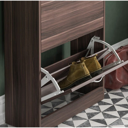 Shoe Cabinet with 2-Drawers, Shoe Cabinet with 2 Spacious Drawers Storage Shoe Rack Organizer Stainless Steel Handles, Entryway Hallway Furniture