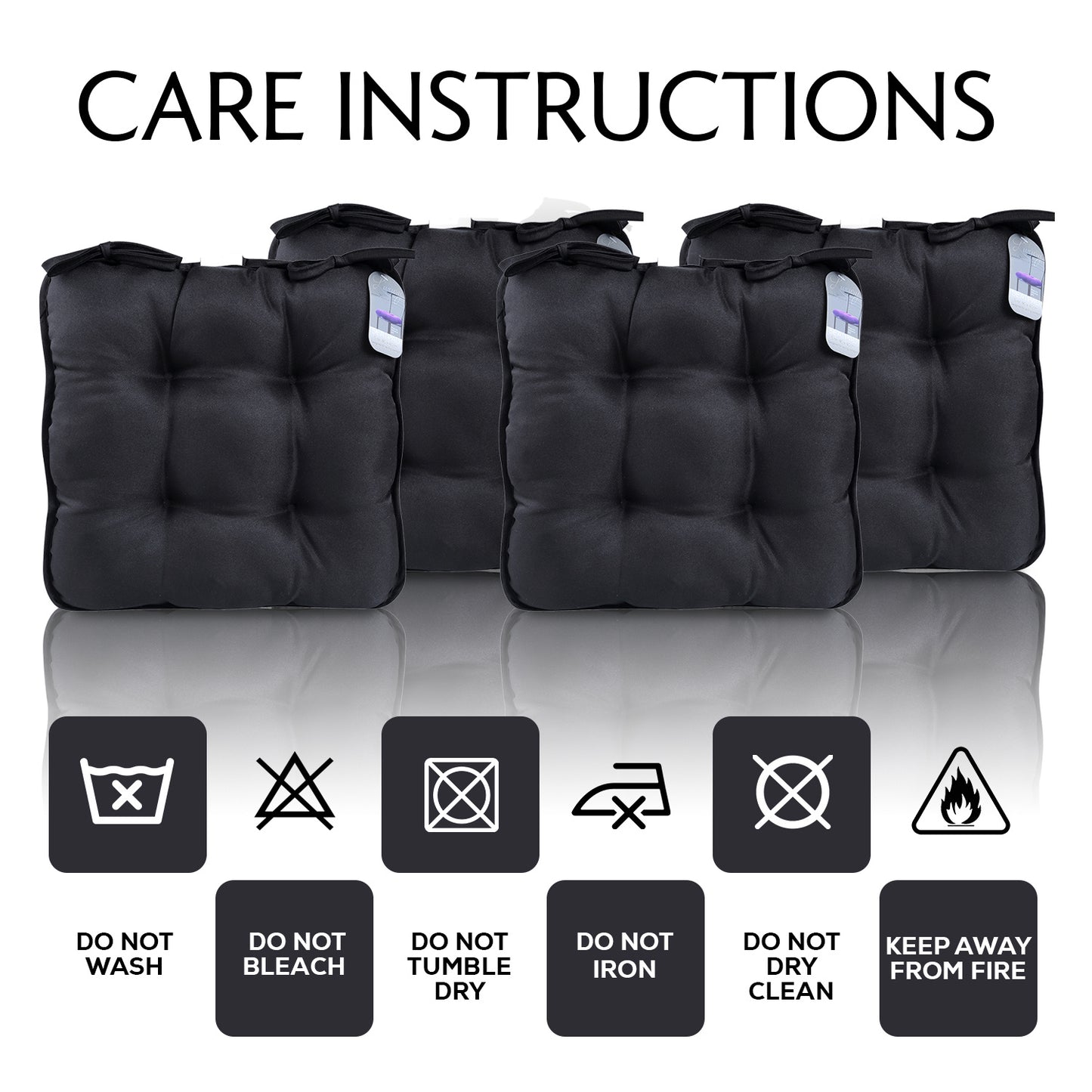 GC GAVENO CAVAILIA 4 Pack Seat Cushions 40x40 cm | Soft & Comfortable Chair Pads with Secure Tie Fastenings | Durable Fabric for Everyday Use | Perfect for Kitchen, Dining, Home, Office Patio & Garden Chairs | Durable, Long-Lasting, asy Fit & Low Maintena