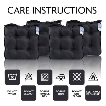 GC GAVENO CAVAILIA 4 Pack Seat Cushions 40x40 cm | Soft & Comfortable Chair Pads with Secure Tie Fastenings | Durable Fabric for Everyday Use | Perfect for Kitchen, Dining, Home, Office Patio & Garden Chairs | Durable, Long-Lasting, asy Fit & Low Maintena