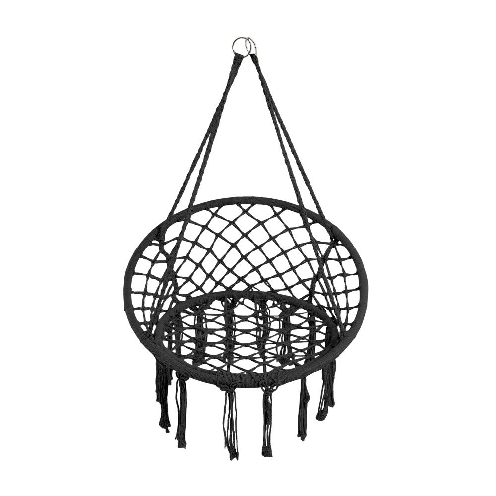 Balcony Rocking Chair, Courtyard Woven Hanging Basket, Hanging Cotton Rope Iron Ring Hanging Chair, Suitable for Indoor, Outdoor, Home, Balcony, Courtyard, Garden, Maximum Load Capacity: 200kg, Material: Iron Ring, Cotton Rope (No Include Cushion)