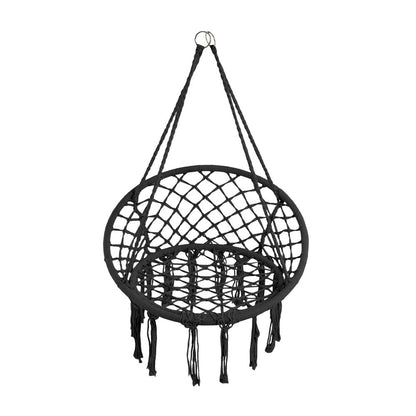 Balcony Rocking Chair, Courtyard Woven Hanging Basket, Hanging Cotton Rope Iron Ring Hanging Chair, Suitable for Indoor, Outdoor, Home, Balcony, Courtyard, Garden, Maximum Load Capacity: 200kg, Material: Iron Ring, Cotton Rope (No Include Cushion)