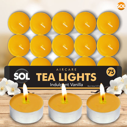 75 Pack Scented Tea Light Candles | Assorted Tealights with 5 Fragrances (Vanilla, Fresh Berries, Peach, Mountain Spring, Lavender) | 4 Hour Burn | Decorative Home & Gift Candle Set