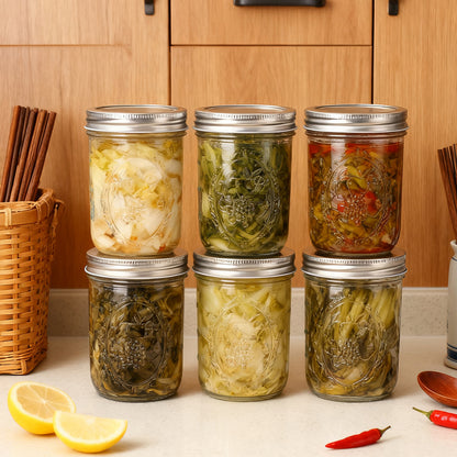 Round Wide-Mouth Mason Jar, Glass Sealed Jar with Lid, 550ml (18.6oz) Large Capacity Storage Container, Perfect for Canning, Juices, and Jams