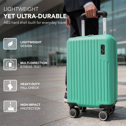 LUGG - Vacay 40cm Suitcase - 40x30x20cm without wheels - Ryanair Compatible - Underseat Size - Hard Shell ABS with Smooth 360° Wheels & Removable Wheels