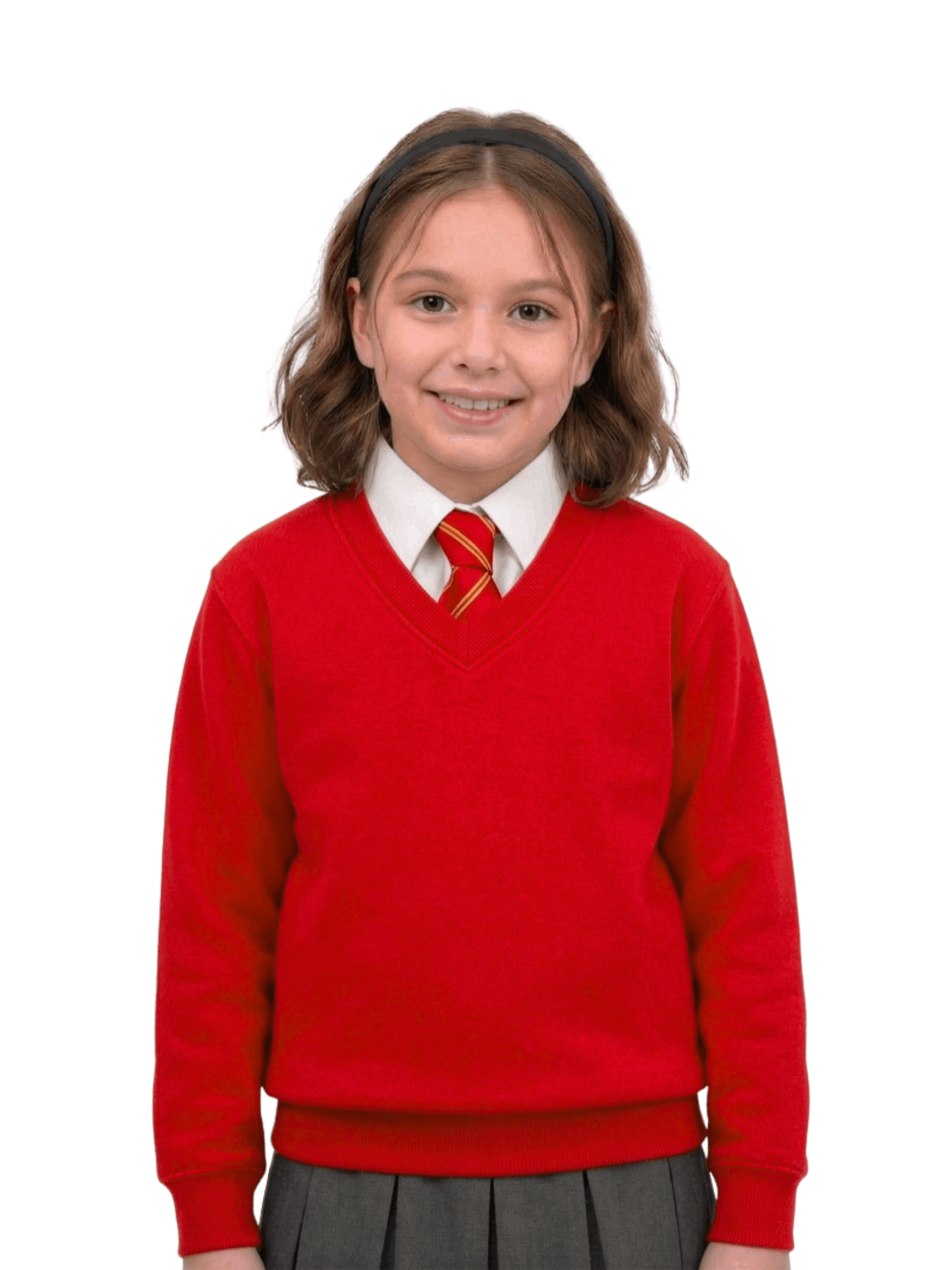GW CLASSY OUTFIT Boys & Girls V-Neck School Jumper – Kids Unisex Long Sleeve Fleece Uniform Soft & Comfortable Sweatshirt