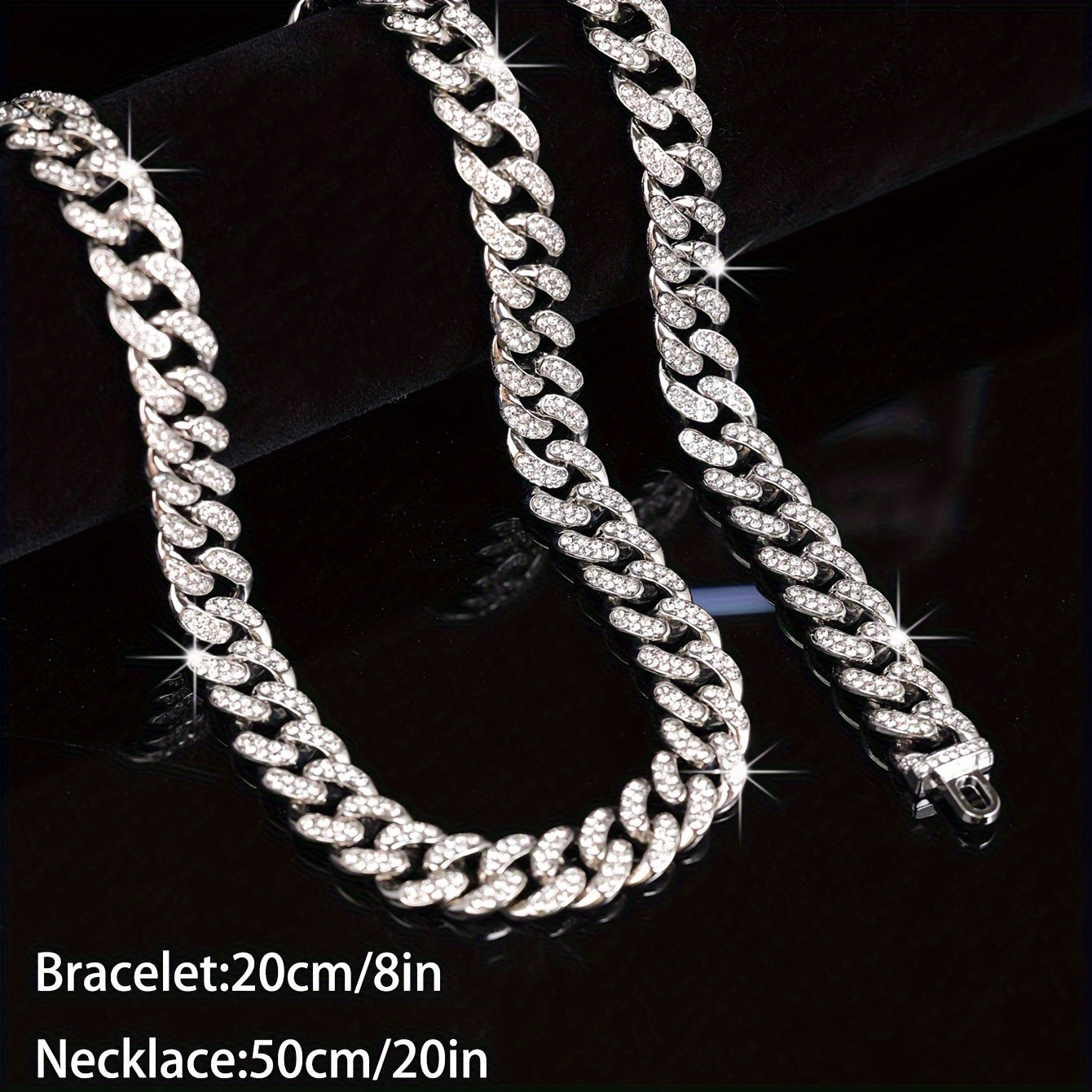 2pcs/Set Stylish Look Punk Style Necklace Bracelet Set,Trendy Hip Hop Style Jewelry Set Suitable for Men And Women
