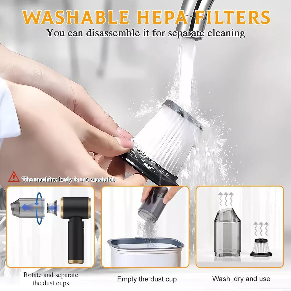 Portable Cordless Vacuum Cleaner, Mini Handheld Wireless Lightweight Air Duster Blower, Wet Dry Use Low Noise, Powerful Mutilfunctional Vacuum Cleaner for Car, Home, Kitchen, Pet Hair Cleaning