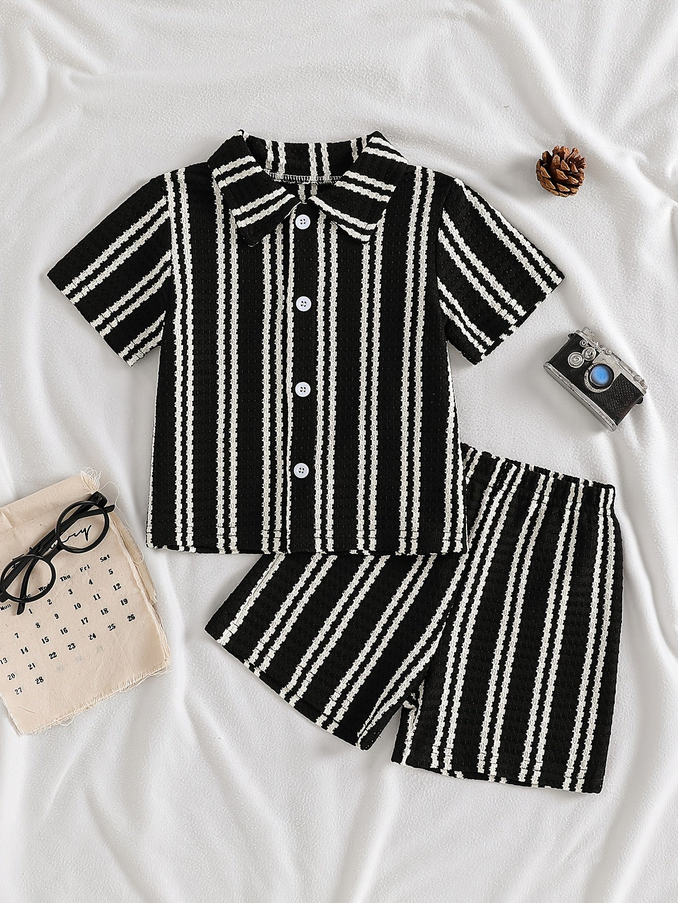 Boys' Waffle-Knit Shirt and Shorts Set - included contents 24