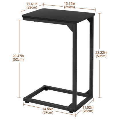 AMHANCIBLE1pcs/2pcs C Shaped Side Table, Sofa Side Table, Bedside Table, with Modern Metal Frame, Slim Bedside Table for Bedroom, Living Room, Laptop, Coffee, Tea, And Snacks. Contemporary Furniture, Adjustable Height, Brown Black And Grey.