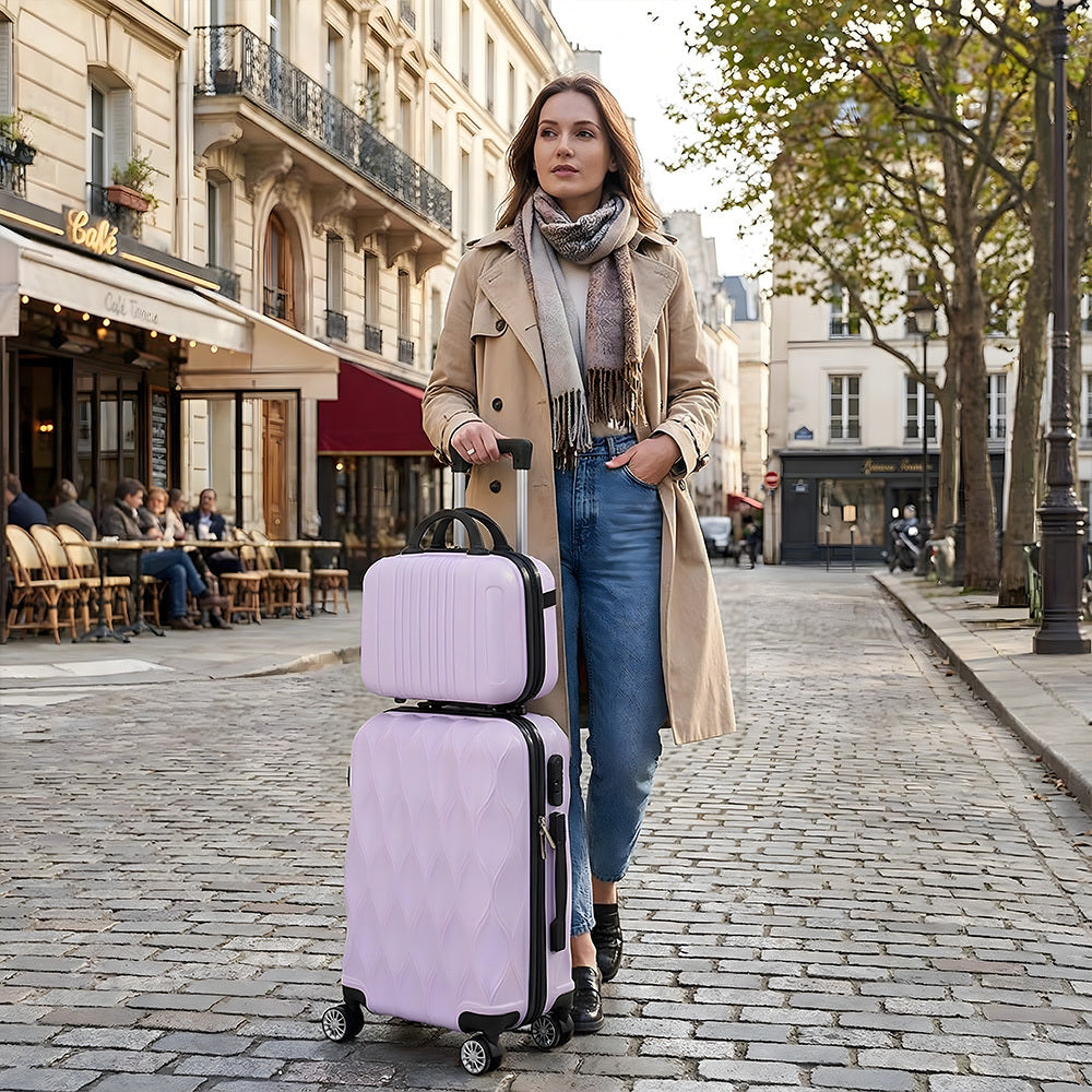 Luggage Sets of 2 Piece, Suitcase Set, Cabin Suitcase with Wheels, Hand Luggage Suitcase and Toiletry Bag with Beauty Case, 20''+14'' Inch