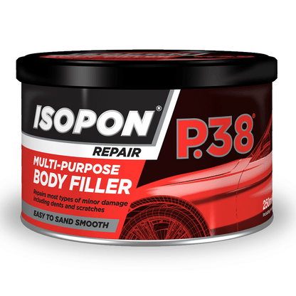 UPOL ISOPON P38 Easy Sand Body Filler Paste 250ml | Two Part Polyester Car Repair Kit for Dents, Scratches, Holes | Paintable Smooth Finish | Metal & GRP Compatible