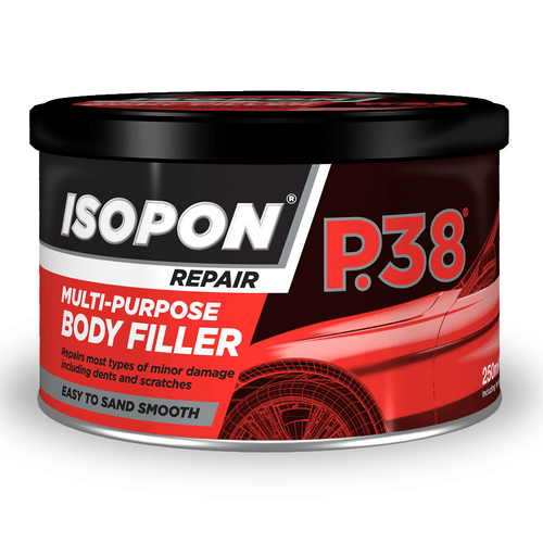 UPOL ISOPON P38 Easy Sand Body Filler Paste 250ml | Two Part Polyester Car Repair Kit for Dents, Scratches, Holes | Paintable Smooth Finish | Metal & GRP Compatible