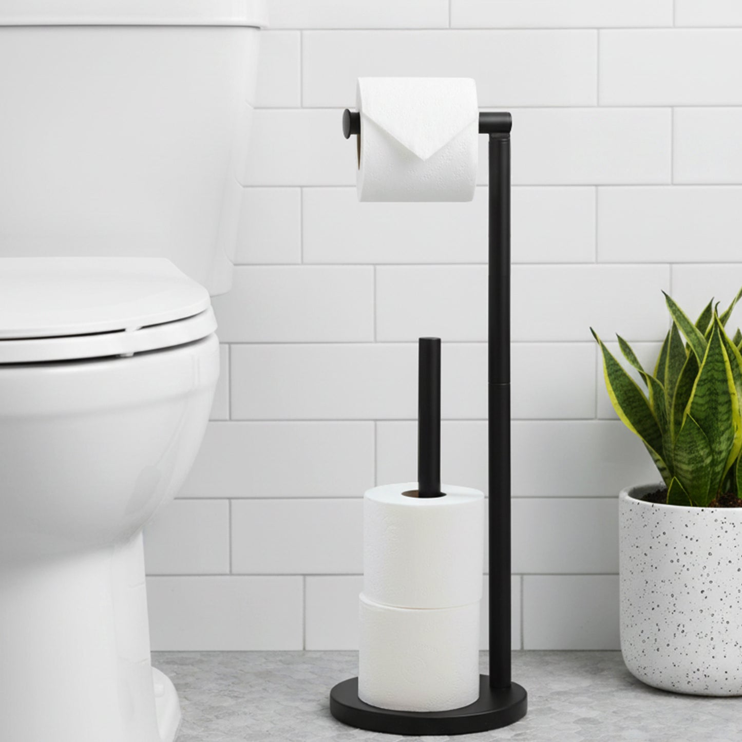 Toilet Roll Holder Free Standing Paper Stand with Freestanding Tissue Roll