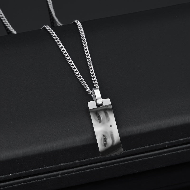 Custom Personalized Engraved Eye Picture Long Strip Necklace, 316L 316L Stainless Steel Fashion Creative Couple Photo Necklace - Gift for Each Other
