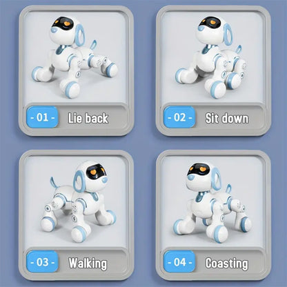 Remote Control Robot Dog Toy, RC Dog Programmable Smart Interactive Robotic Pets, RC Stunt Robot Toys Imitates Animals Music Dancing Handstand Push-up Follow Functions for Boys Girls Toy White