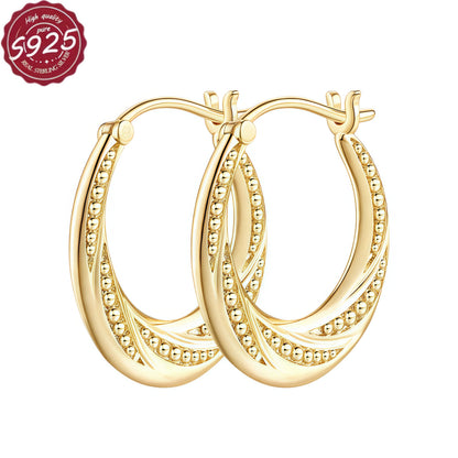 Women'S Earrings Featuring a Spinning Ball Design Made of 925 Sterling Silver, Adorned with Plating And Beaded Spirals, Exuding Luxury And Elegance, Ideal for Holiday Gifting (Suitable for Christmas, Birthdays, And Anniversaries)