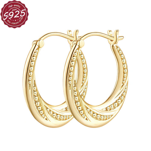 Women'S Earrings Featuring a Spinning Ball Design Made of 925 Sterling Silver, Adorned with Plating And Beaded Spirals, Exuding Luxury And Elegance, Ideal for Holiday Gifting (Suitable for Christmas, Birthdays, And Anniversaries)