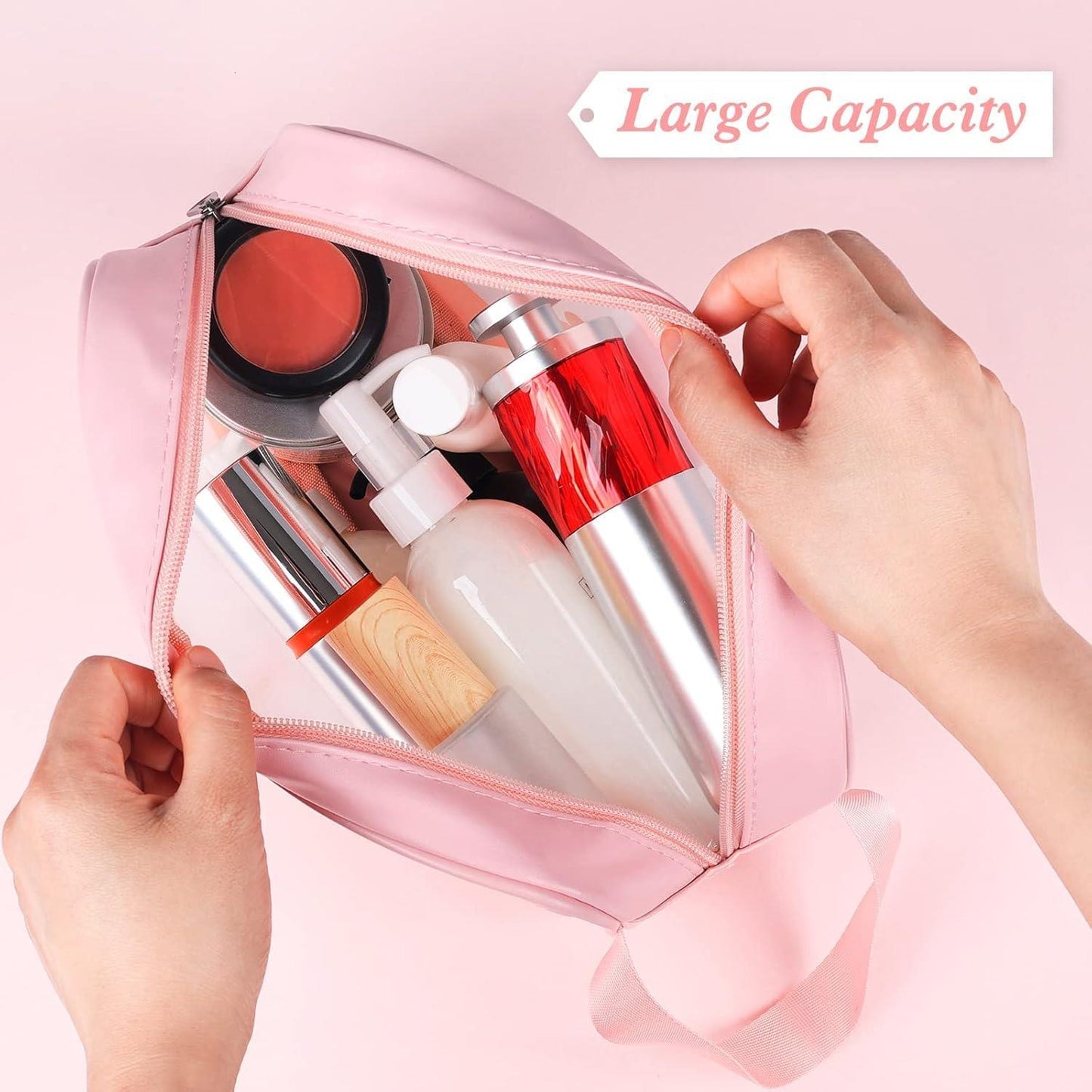 LIVHOME 4pcs Clear Toiletry Bags, Waterproof PVC Travel Makeup Bags, Transparent Wash Bags for Women and Girls, Multi-Sized Closet Organizer for Toiletries, Cosmetics, and Wardrobe Storage