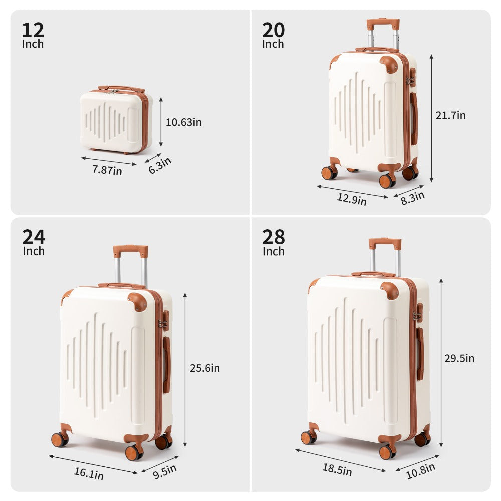 Hard Shell Luggage Set 3 4 5 Piece ABS Suitcase Set with 360° Spinner Wheels Expandable Lightweight Hardside 12 16 20 24 28 Inch 7 Colour Combinations UK