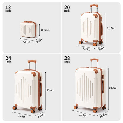 Hard Shell Luggage Set 3 4 5 Piece ABS Suitcase Set with 360° Spinner Wheels Expandable Lightweight Hardside 12 16 20 24 28 Inch 7 Colour Combinations UK