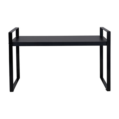 Multi-Tier Storage Rack, Mug Shelves for Desks, Black/White/Natural Wooden and Metal Countertop Organizer Shelf, Display Rack, Perfect for Dormitories Home Office Kitchen Bathroom