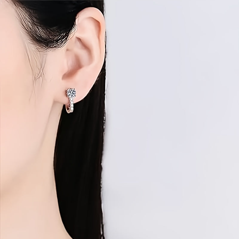 925 Sterling Silver 0.5-2Ct Moissanite Earrings with 4 Small Diamonds, Perfect Anniversary, Birthday, Valentine'S & Mother'S Day Gift for Her, Gift Box Included