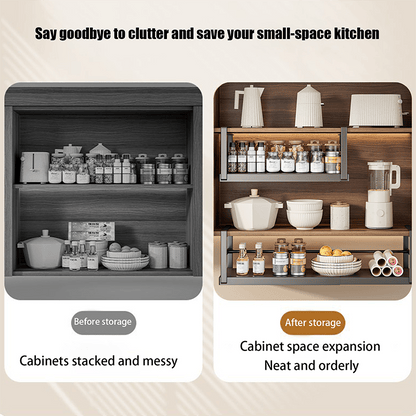 1pc of Adjustable Metal Shelf Organizer for Cabinets, an Expandable Storage Rack for Spices And Seasonings, Designed to Hang Under Cabinets with a Layered Partition, in Black