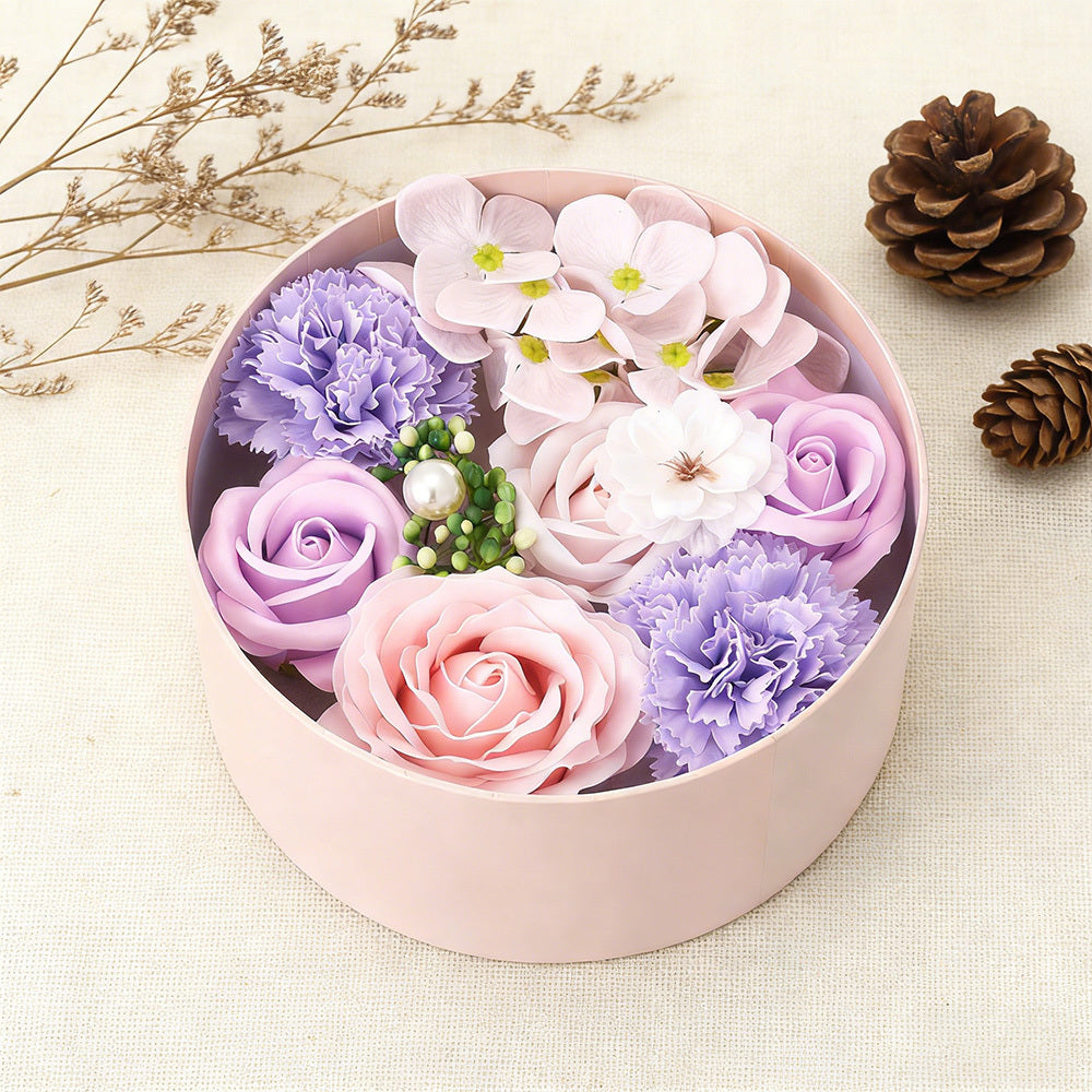 Bath Soap Gift Box, Artificial Flower Bouquet, card, Scented Rose Petal Gift for Valentine'S Day Anniversary, Christmas, Birthday Gift for Women, Girlfriend, Wife