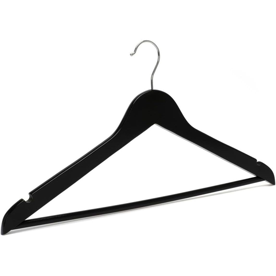 15pc Wooden Hangers, Coat Hangers, 360° Steel Swivel Hook, Trouser Bar, Shoulder Notches, Adult Hangers, Smooth Finish, Strong Hardwood Hangers for Coats, Jackets, Suits, Trousers