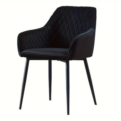 Velvet Dining Chairs with Armrests & Black Metal Legs, Upholstered Armchair 120kg Capacity 43x55x81cm, Set of 1 2 4 or 6 for Dining Room Kitchen Living Room