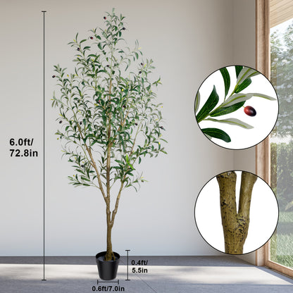 Artificial Olive Tree - 165/180/210Cm Tall Potted Faux Plant with Lifelike Trunk And Leaves | Large Indoor Outdoor Greenery for Home, Office, Living Room, Floor Fronted Door Entryway Decor Additions