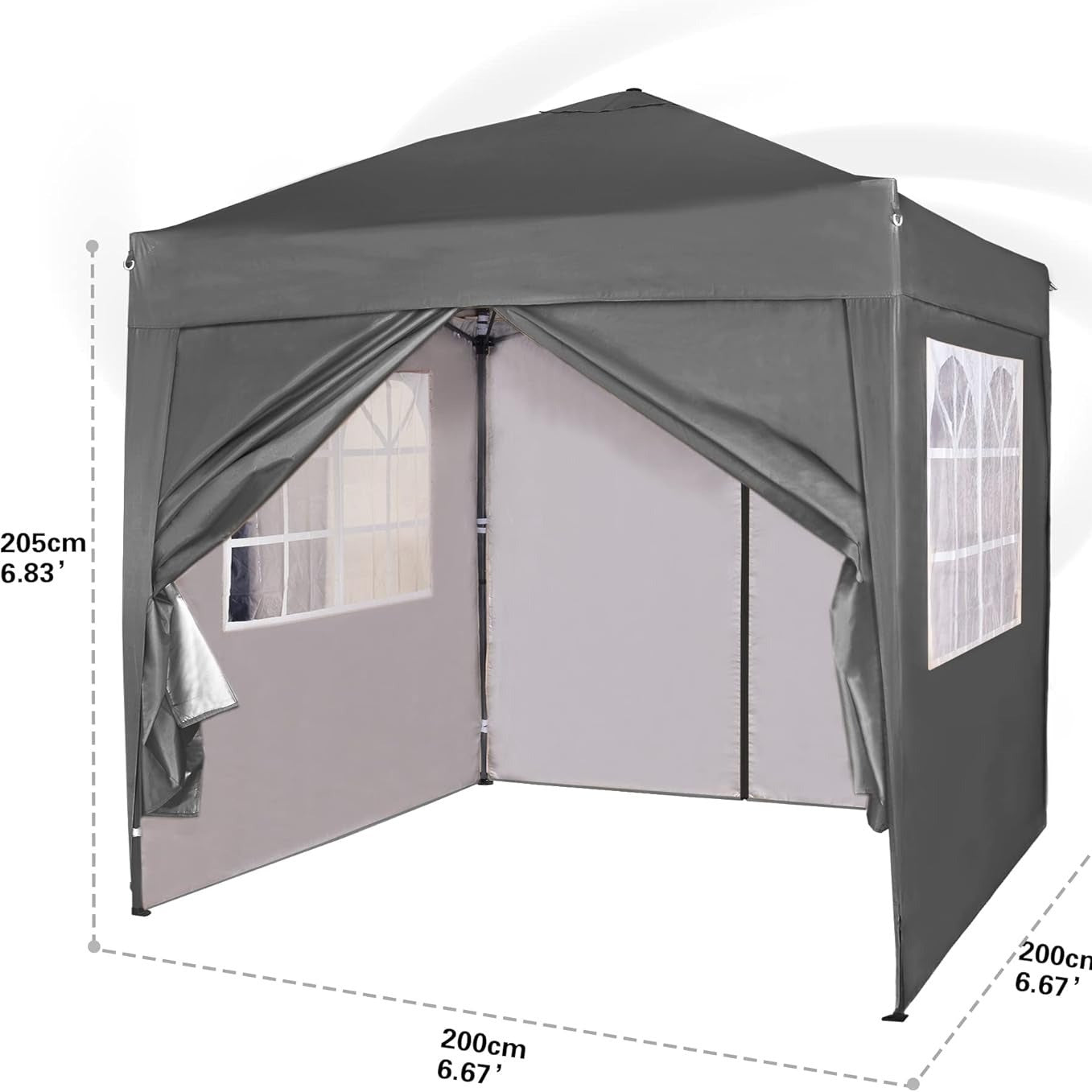 Pop-up Gazebo 2m x 2m With Sides Silver Protective Layer Waterproof Marquee Canopy