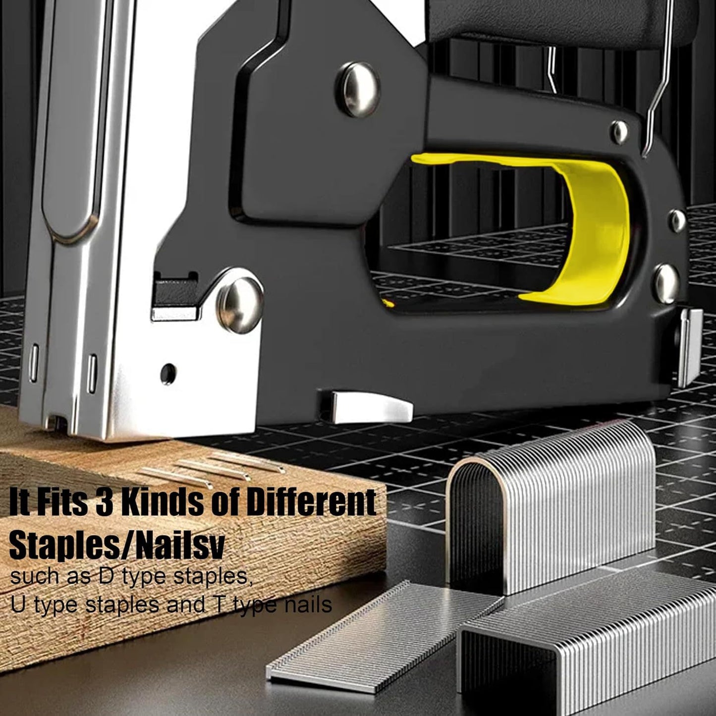 1pc Four-In-One Heavy-Duty Nailing Machine, Stapler, Shooting Nailer, Manual Nailer, Nailer, Which Can Be Used to Install T-Nails, U-Nails, I-Nails, And N-Nails, Suitable for Home Decoration Furniture Woodworking Etc