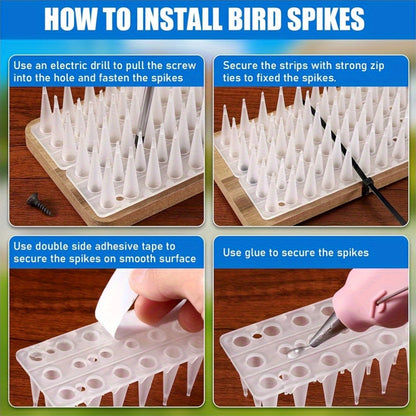 Total 10M 20M Anti Bird Spikes, 24/48pcs 43Cm Wall Fences Spikes for Bird Cat Small Animal Anti Climb Pigeons Deterrent Spikes, Outside Anti Bird Spikes Outdoor to Keep Birds Away