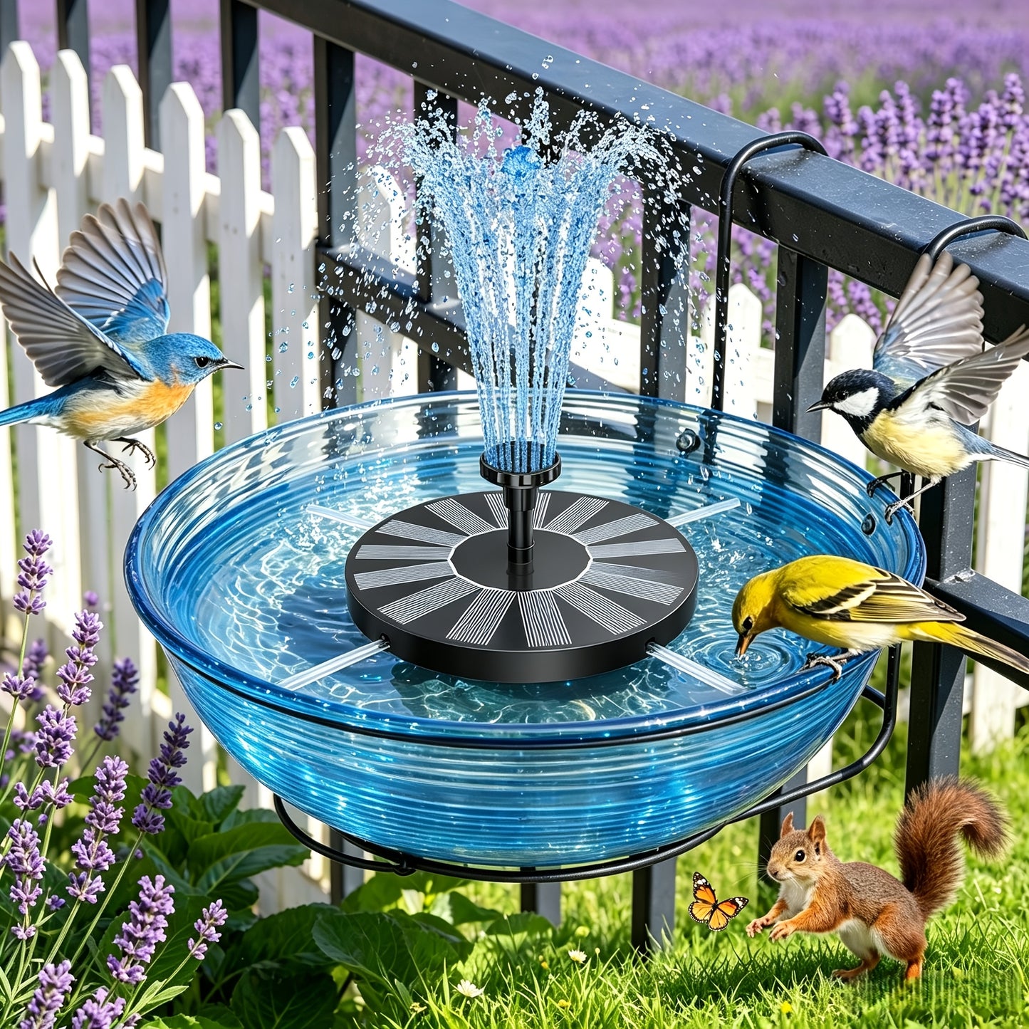 1.8W Solar Fountain Outdoor Floating Fountain Suitable for,, Pond - Water with Floating Base, Fountain for Courtyard Decoration, Bird Bath, Assembly, Plastic for Fountain (No Detachable PV)