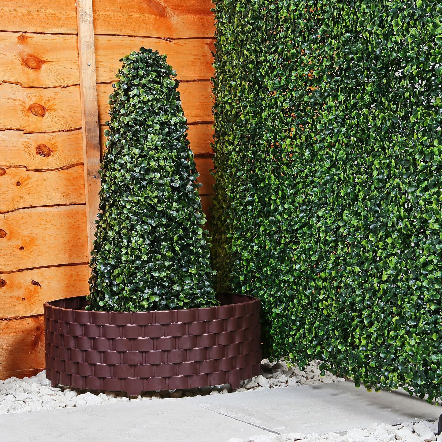 Garden Fencing Set, 4pcs Faux Rattan Effect Plastic Edging, Durable and Weather-Resistant Border for Lawn, Flowerbed, Patio, Driveway, Landscaping Decoration, Easy-to-Install Garden Edging Panels, Decorative Outdoor Fence for Lawn Protection, 2.38m Covera