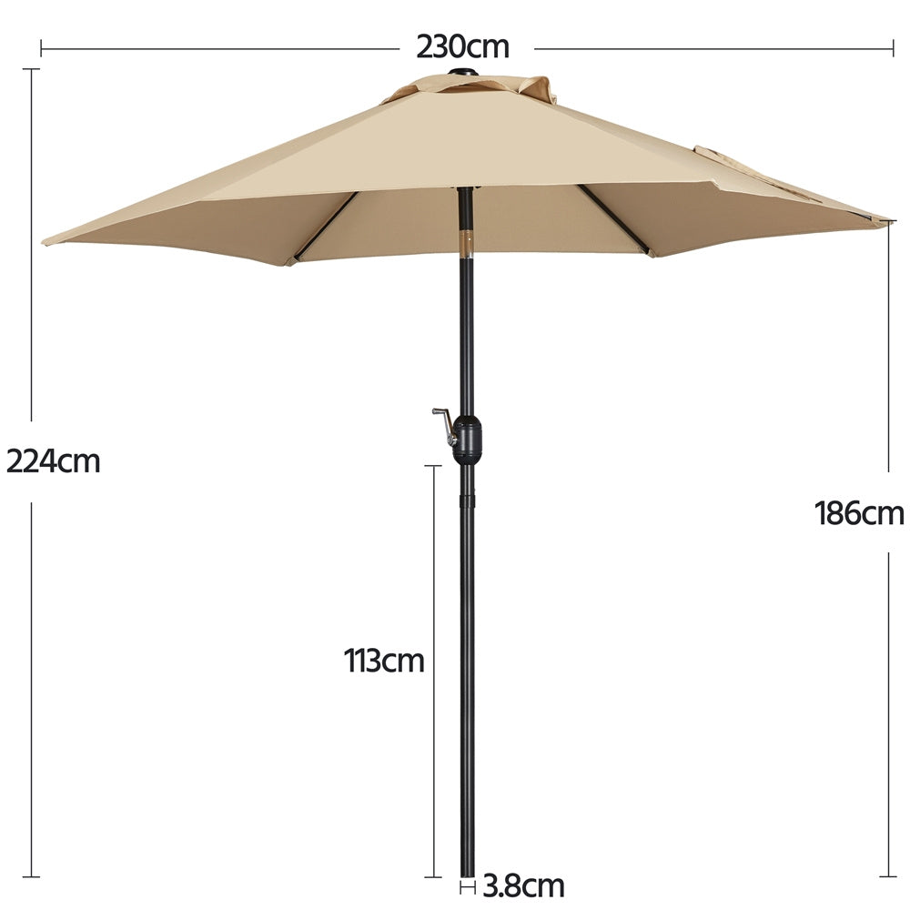 Costoffs Patio Umbrella Outdoor, 2.3m Market Umbrella Parasol Umbrella with Crank/Tilt/6 Ribs, Garden Table Umbrella for Patio, Deck, Backyard, Pool & Beach