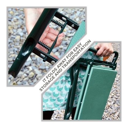 Crystals Garden Kneeler Seat with Handles and Tool Bag - Multi-Use 2 in 1 Foldable EVA Foam Padded Portable Lightweight Gardening Kneeler Stool for Garden