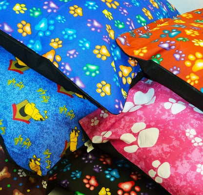 Soft Dog Cushion Bed with Removable Washable Cover – Printed Pet Pillow Mat for Dogs & Cats, Medium Large Jumbo Sizes, Ideal for Home Crate Sofa & Travel, Random Colours