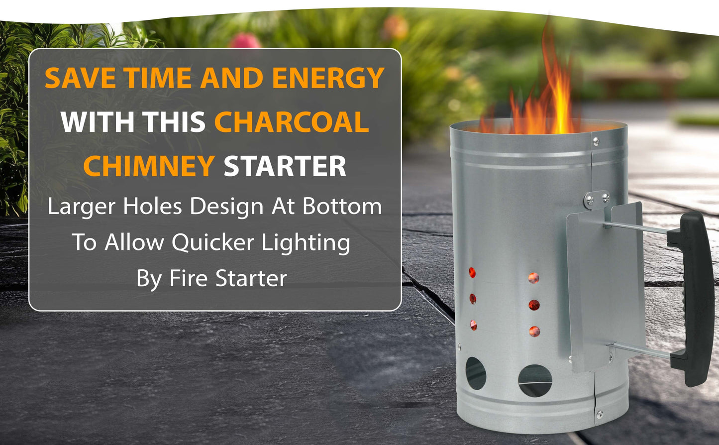 BBQ Chimney Starter – Charcoal Coal Starter & Food Lighter for Heavy Duty BBQ Grill, Coal Burner Kit with Heat-Resistant Handle – Quick Fire Starters for Barbecue, Camping & Outdoor Cooking