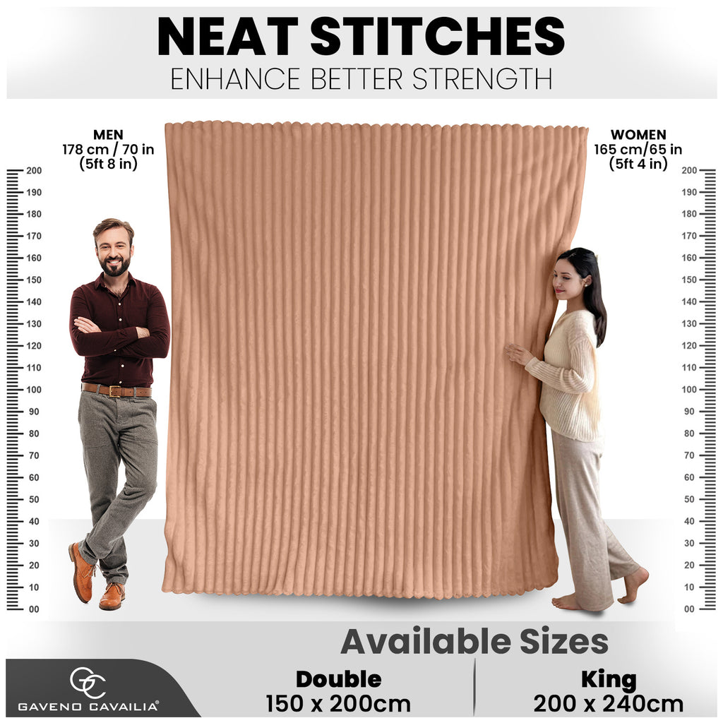 GC GAVENO CAVAILIA Ribbed Fleece Throw – 150 x 200cm