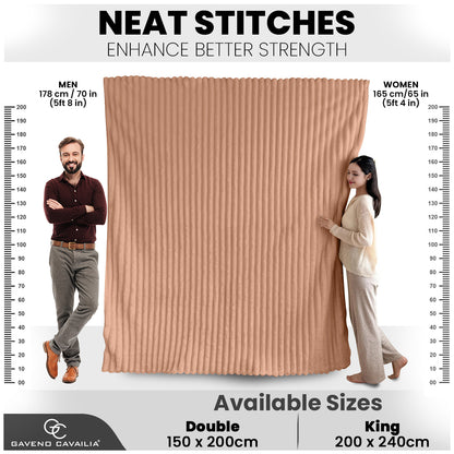GC GAVENO CAVAILIA Luxury Ribbed Throw Blanket, Ultra-Soft and Cosy Plush Fleece, Lightweight Decorative Sofa Bed Cover, Perfect for All Seasons, Size 150x200cm, Premium Quality Polyester, Stylish Design for Home Comfort | Fast Dispatch from Local Warehou