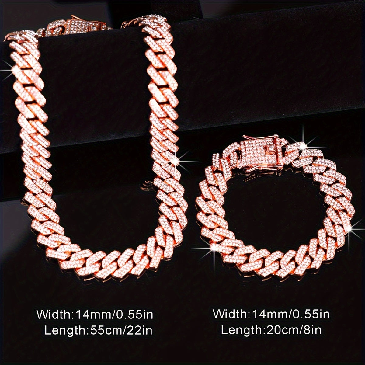 2pcs/Set Trendy Punk Style Hip Hop Chain Necklace Plus Bracelet Jewelry Set Suitable for Men And Women Perfect Decor for Cool Friends Unisex Jewelry